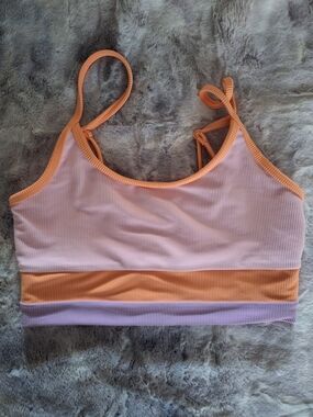NWOT Beach Riot Women's Colorblock Ribbed Bralette Swim Too Pink & Lavender